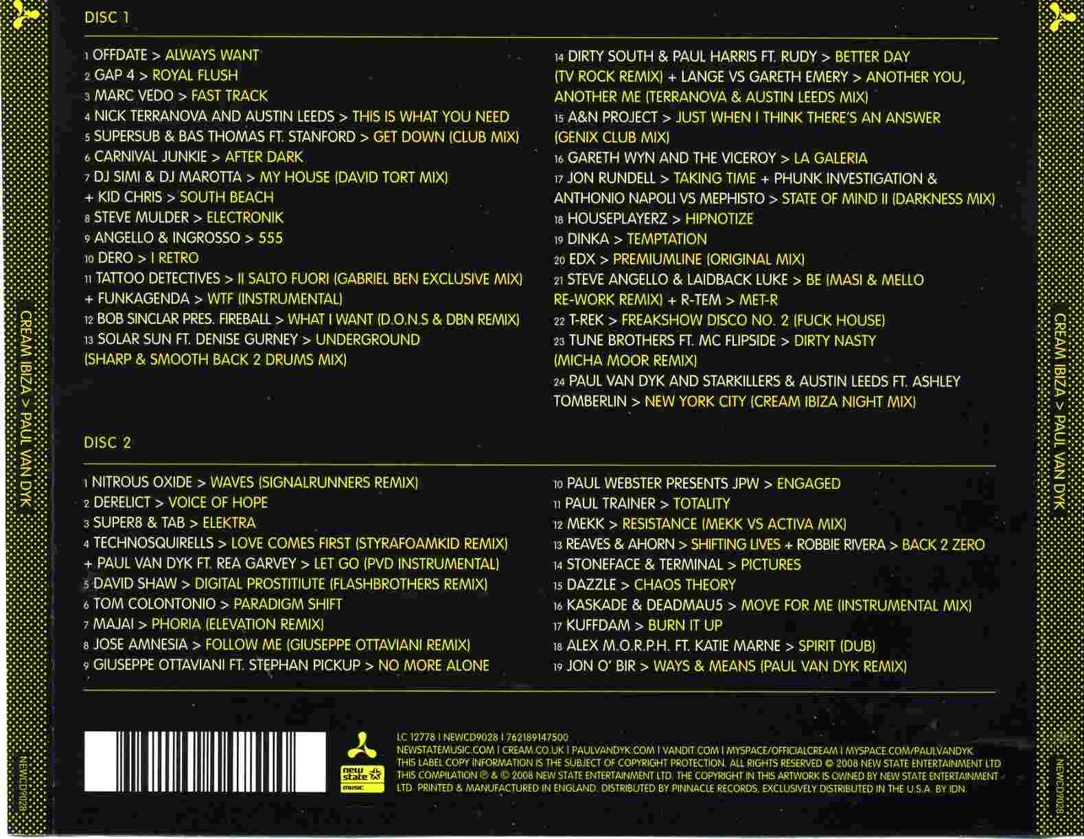 Cream Ibiza  Paul Van Dyk : Back